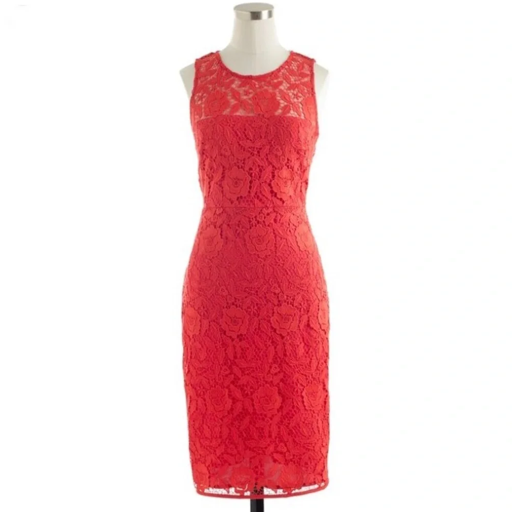 NWT • J. Crew • Lace Sheath Dress Coral 6 New